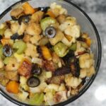 Relleno de calabaza moscada, aceitunas maduras de California y manzana.